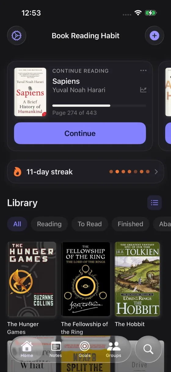 Book Reading Habit on iPhone