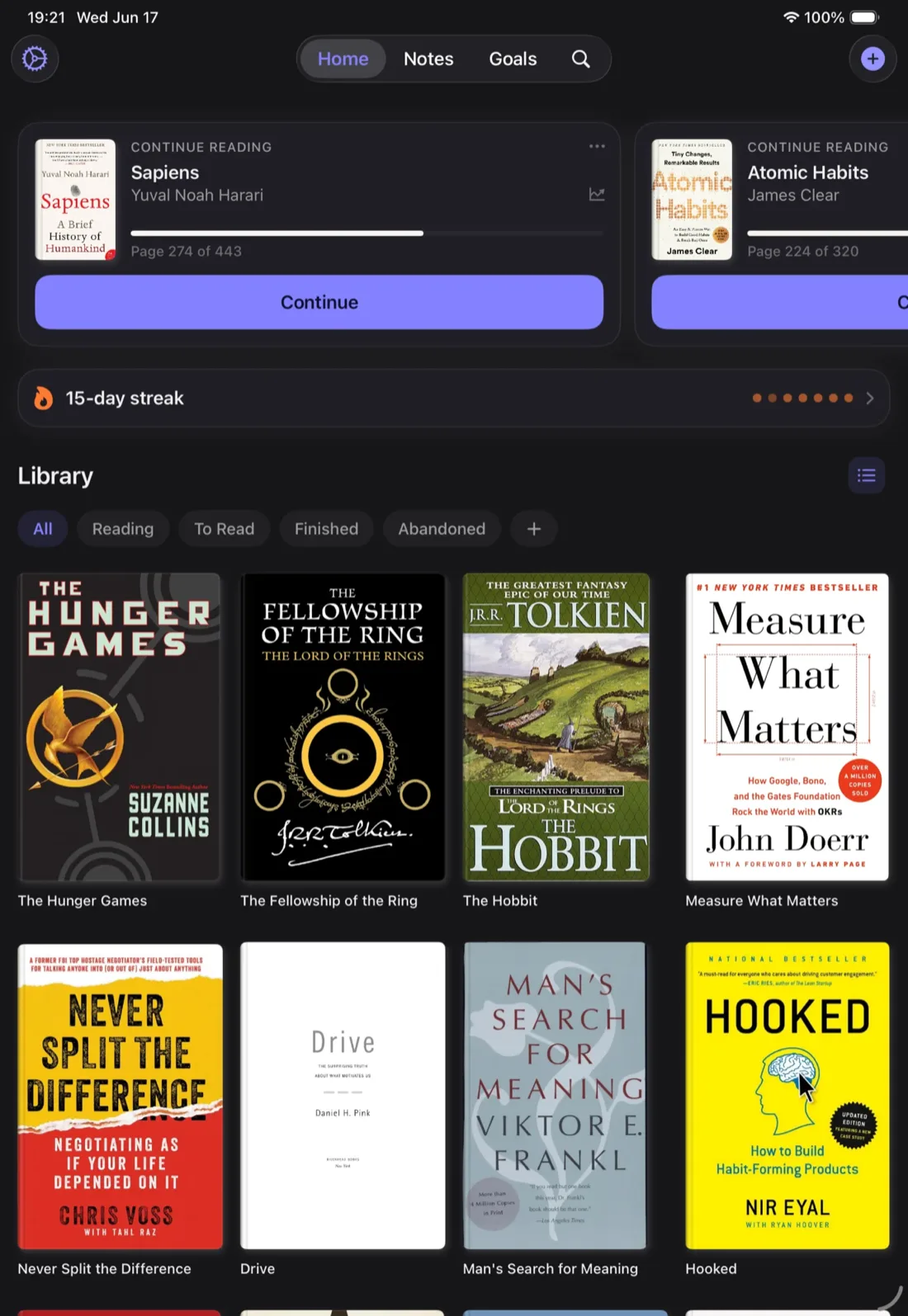 Book Reading Habit on iPad
