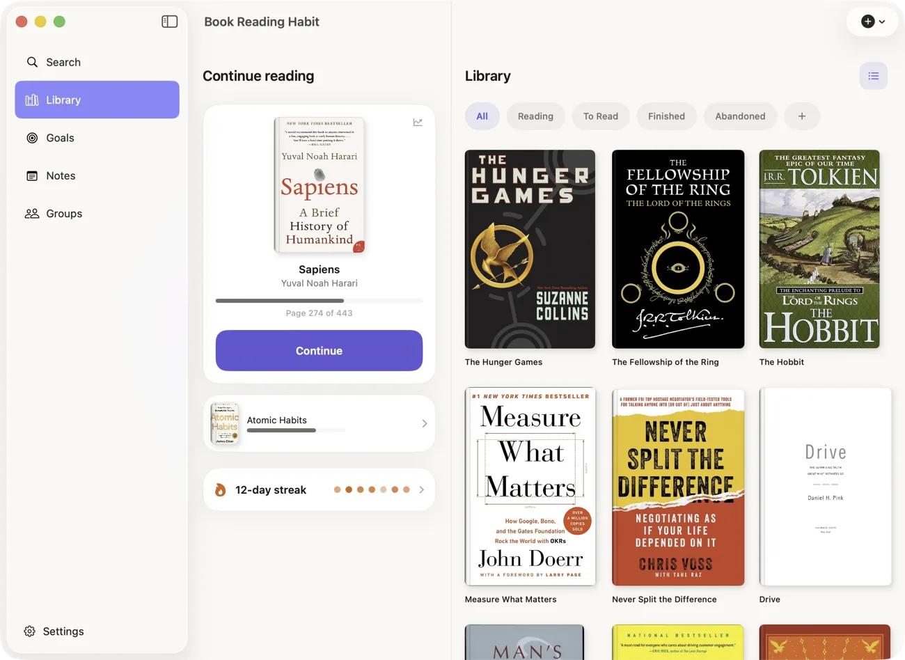 Book Reading Habit on Mac