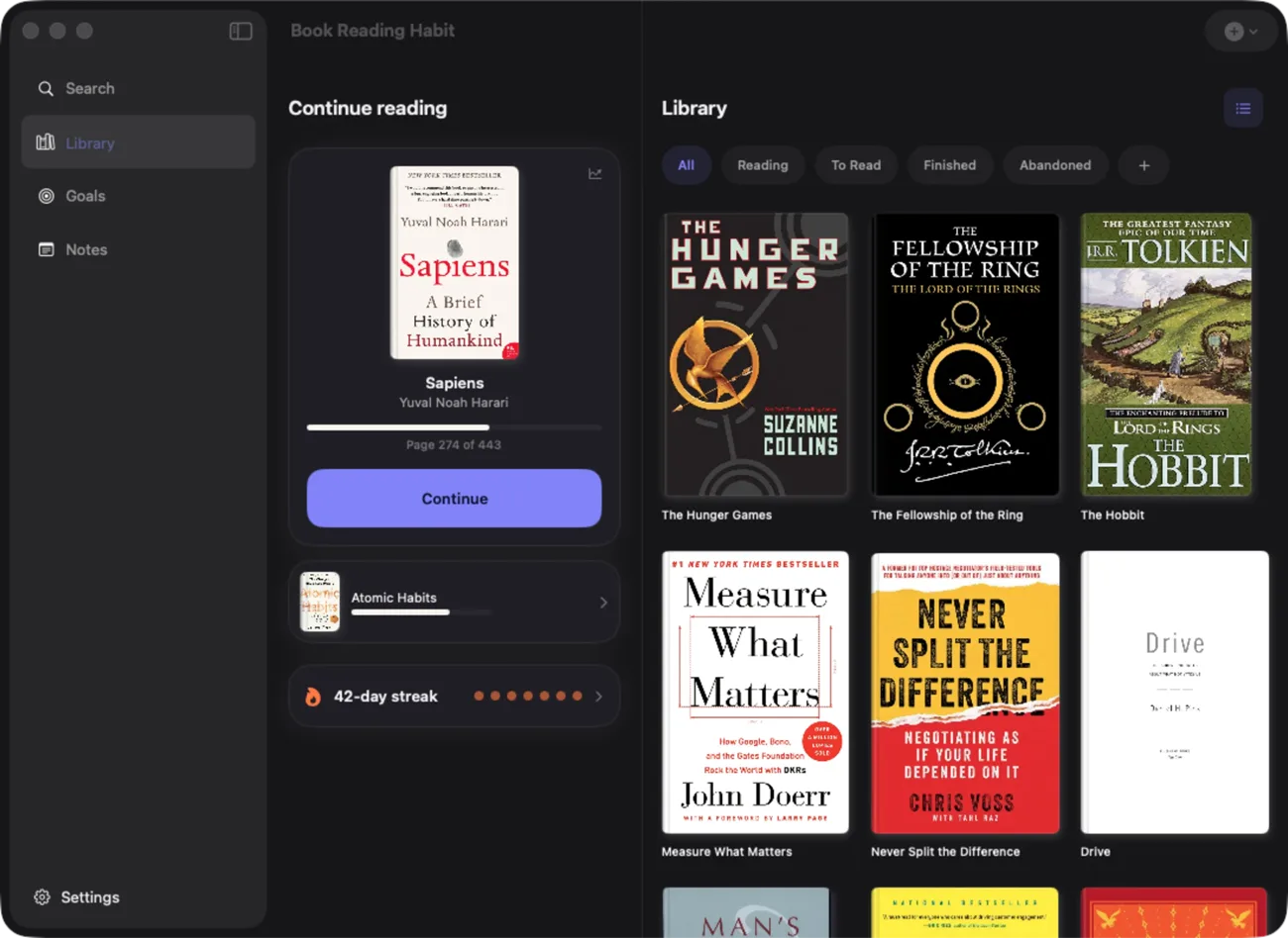 Book Reading Habit on Mac